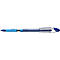 Blue ballpoint pen with a silver clip. The pen has the words "Schneider" and "Slider Memo" on the barrel.