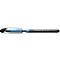 Blue Schneider Slider Basic ballpoint pen, transparent cap, text.