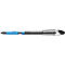 Pen with blue grip, black and gray barrel and silver tip; inscription: Schneider Slider Memo.
