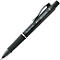 Zwarte Faber-Castell Poly Ball View pen, diagonaal liggend. De schacht is voorzien van een logo.
