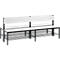 Banc Basic Plus, 2 côtés, avec dossier et porte-chaussures, châssis 4 pieds gris noir RAL 7021, L 1960 mm, décor blanc