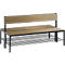 Banc Basic Plus, 2 côtés, avec dossier et porte-chaussures, châssis 4 pieds noir-gris RAL 7021, L 1500 mm, chêne Ser.