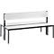 Banc Basic Plus, 2 côtés, dossier, sans porte-chaussures, châssis 4 pieds noir-gris RAL 7021, L 1500 mm, décor blanc