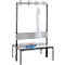 Banc d'armoire Basic Plus, 2 côtés, dossier, sans porte-chaussures, cadre de pied gris noir RAL 7021, L 1000 mm, décor gris argent