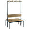 Banc d'armoire Basic Plus, 2 côtés, dossier, sans porte-chaussures, piètement gris-noir RAL 7021, L 1000 mm, décor chêne Ser.