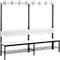 Banc de vestiaire Basic Plus, 1 face, dossier, avec porte-chaussures, base noir-gris RAL 7021, L 1960 mm, décor blanc