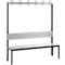 Banc de vestiaire Basic Plus, 1 face, dossier, sans porte-chaussures, base noir-gris RAL 7021, L 1500 mm, décor gris argenté