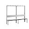 Banc de vestiaire Basic Plus, 1 face, dossier, sans porte-chaussures, base noir-gris RAL 7021, L 1960 mm, décor gris argenté