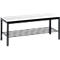 Banc de vestiaire Basic Plus, pour locaux humides, sans dossier, piétement à 4 branches gris noir RAL 7021, avec grille à chaussures, L 1000 mm, décor blanc
