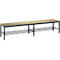 Banc de vestiaire Basic Plus, pour locaux humides, sans dossier, piétement à 6 branches gris noir RAL 7021, avec grille à chaussures, L 1960 mm, décor chêne Serrano