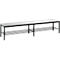 Banc de vestiaire Basic Plus, pour locaux humides, sans dossier, piétement à 6 branches gris noir RAL 7021, avec grille à chaussures, L 1960 mm, décor gris argenté