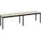 Banc de vestiaire Basic Plus, pour locaux humides, sans dossier, piétement à 6 branches gris noir RAL 7021, sans grille à chaussures, L 1500 mm, décor chêne Serrano