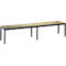 Banc de vestiaire Basic Plus, pour locaux humides, sans dossier, piétement à 6 branches gris noir RAL 7021, sans grille à chaussures, L 1960 mm, décor chêne Serrano