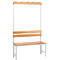 Banc de vestiaires avec dossier et crochets L 1000 mm