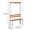 Banc de vestiaires avec dossier et crochets L 1000 mm