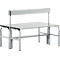 Banc de vestiaires, fil en inox/alu, double avec dossier, L 1015 mm, alu blanc