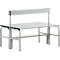 Banc de vestiaires, fil en inox/alu, double avec dossier, L 1015 mm, gris clair