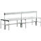 Banc de vestiaires, fil en inox/alu, double avec dossier, L 2000 mm, gris clair