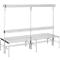 Banc de vestiaires, fil en inox/alu, double avec portemanteaux, L 2000 mm, gris clair