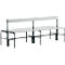 Banc de vestiaires, fils en acier/alu, double avec dossier, 1500 mm de long, anthracite