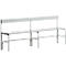 Banc de vestiaires, fils en acier/alu, simple avec dossier, 1500 mm de long, gris clair