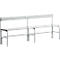 Banc de vestiaires, fils en acier/alu, simple avec dossier, 2000 mm de long, alu blanc
