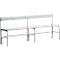 Banc de vestiaires, fils en acier/alu, simple avec dossier, 2000 mm de long, gris clair
