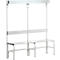 Banc de vestiaires, fils en acier/alu, simple avec portemanteaux, 1500 mm de long, gris clair