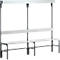 Banc de vestiaires, fils en acier/alu, simple avec portemanteaux, 2000 mm de long, anthracite