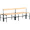 Banc de vestiaires, fils en acier/bois, double, avec dossier, L 1500 mm, anthracite