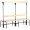 Banc de vestiaires, fils en acier/bois, double, avec portemanteaux, L 2000 mm, anthracite