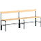 Banc de vestiaires, fils en acier/bois, simple, avec dossier, L 1500 mm, anthracite