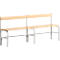 Banc de vestiaires, fils en acier/bois, simple, avec dossier, L 1500 mm, gris clair