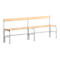 Banc de vestiaires, fils en acier/bois, simple, avec dossier, L 2000 mm, alu blanc
