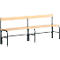 Banc de vestiaires, fils en acier/bois, simple, avec dossier, L 2000 mm, anthracite