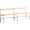 Banc de vestiaires, fils en acier/bois, simple, avec dossier, L 2000 mm, gris clair