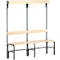 Banc de vestiaires, fils en acier/bois, simple, avec portemanteaux, L 1500 mm, anthracite