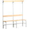 Banc de vestiaires, fils en acier/bois, simple, avec portemanteaux, L 1500 mm, gris clair