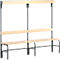 Banc de vestiaires, fils en acier/bois, simple, avec portemanteaux, L 2000 mm, anthracite