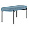Banc meet® by Paperflow GAIA, ovale L, revêtement en similicuir bleu résistant aux désinfectants, piètement 4 pieds noir mat, L 1180 x P 420 x H 455 mm