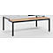 Banc, noir avec 3 planches en hêtre, 1230 mm de largeur