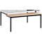 Banc, noir avec 3 planches en hêtre, 930 mm de large