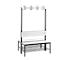 Banc vestiaire Basic Plus, 2 côtés, dossier, avec porte-chaussures, cadre de base gris-noir RAL 7021, L 1000 mm, décor blanc