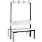 Banc vestiaire Basic Plus, 2 côtés, dossier, sans porte-chaussures, piètement gris-noir RAL 7021, L 1000 mm, décor blanc