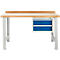 Banco de trabajo modular Schäfer Shop Select, mueble básico, tablero multiplex de haya, hasta 500 kg, An 1500 x Pr 700 x Al 840 mm, azul genciana ral 5010