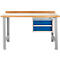 Banco de trabajo modular Schäfer Shop Select, mueble básico, tablero multiplex de haya, hasta 500 kg, An 1500 x Pr 700 x Al 840 mm, azul genciana ral 5010