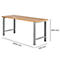 Banco de trabajo con tapa de madera clara y patas de metal gris. Dimensiones: 2000 x 700 x 840 mm.