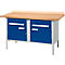 Banco de trabajo tipo caja Schäfer Shop Select PWi 150-0, tablero multiplex de haya, hasta 750 kg, An 1500 x Pr 700 x Al 840 mm, azul genciana