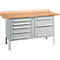 Banco de trabajo tipo caja Schäfer Shop Select PWi 150-8, tablero multiplex de haya, hasta 750 kg, An 1500 x Pr 700 x Al 840 mm, aluminio blanco