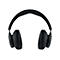 Schwarzer Kopfhörer, frontal abgebildet, Ohrmuscheln und Kopfbügel deutlich zu sehen.